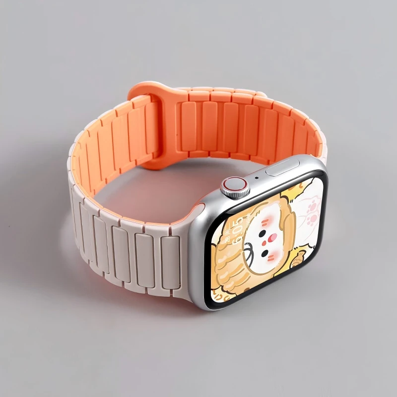 Silikonarmband für Apple Watch 46mm 42 49 38 45 41 44 40mm Magnetisches Schlaufenarmband IWatch Serie 12 11 10 9 8 7 6 SE 5 4 3
