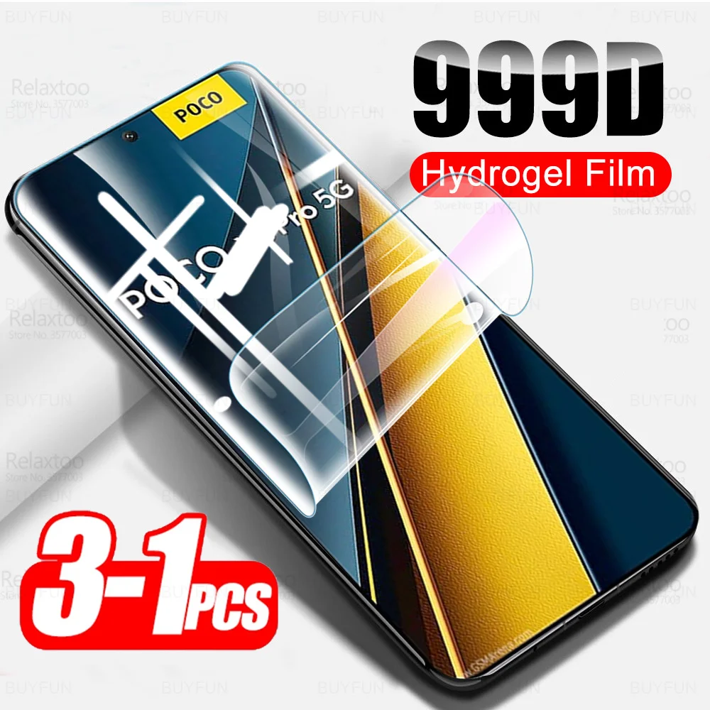 1-3Pcs 999D Curved Hydrogel Soft Film For Xiaomi Poco X6 Pro Screen Protector Not Glass Poxo Litte X6Pro X 6 PocoX6 PocoX6Pro 5G