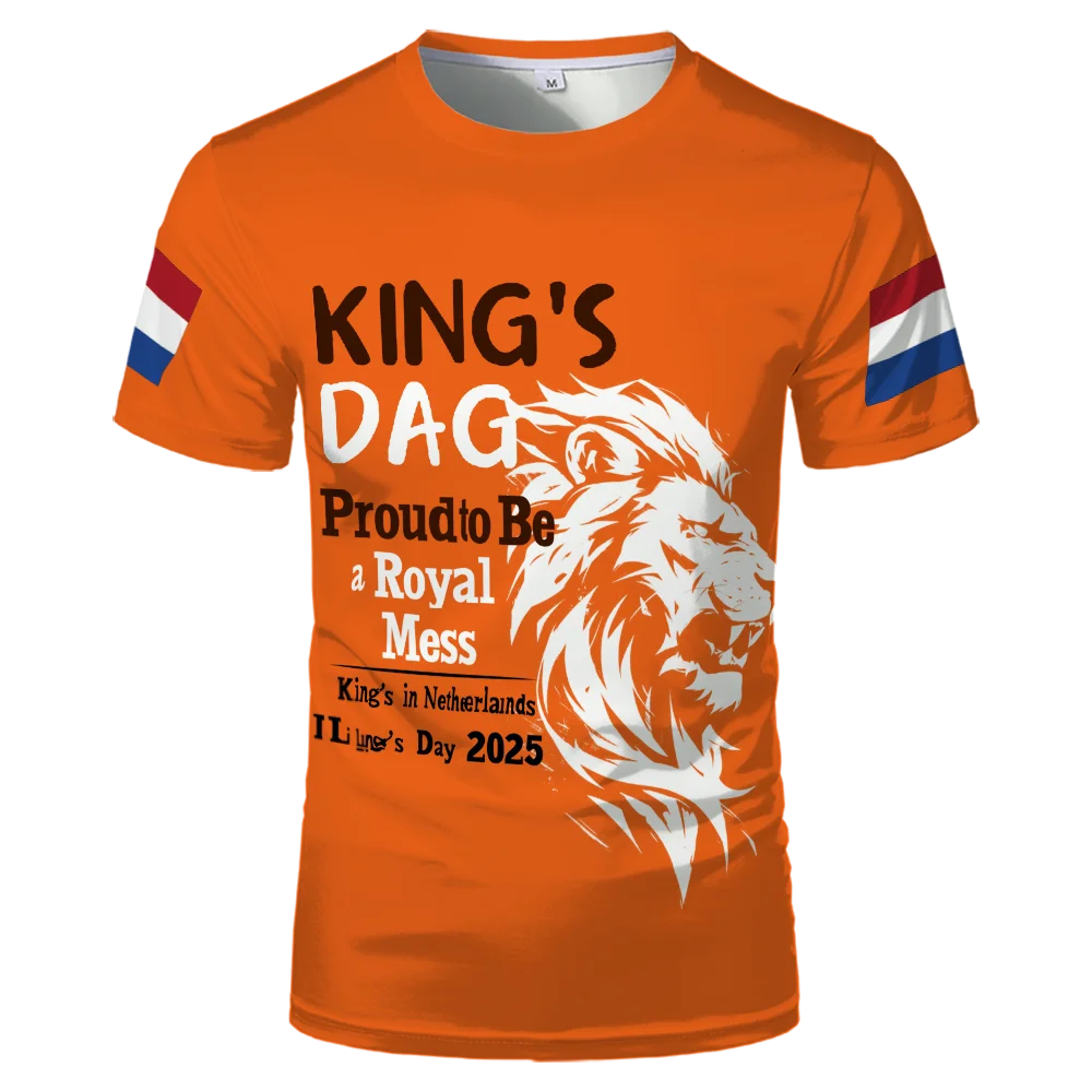 

Men's T Shirt Lion Print Tees Dutch King's Day Dutch Flag Celebration Clothing Unisex Street Party Children Casual Short Sleeve
