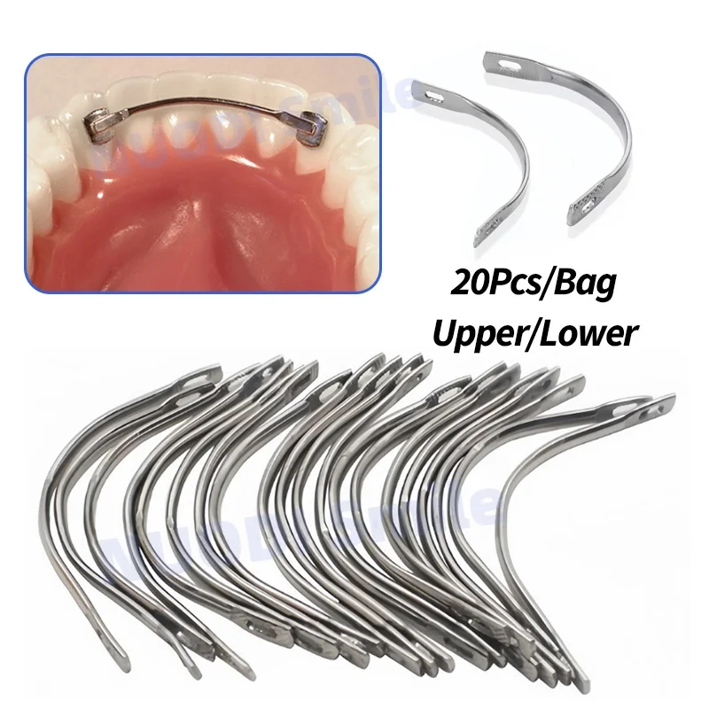 

20Pcs/Bag Dental Stainless Steel Palatal and Lingual Bars for Denture False Teeth Repair Positive Retation Upper Lower Materials