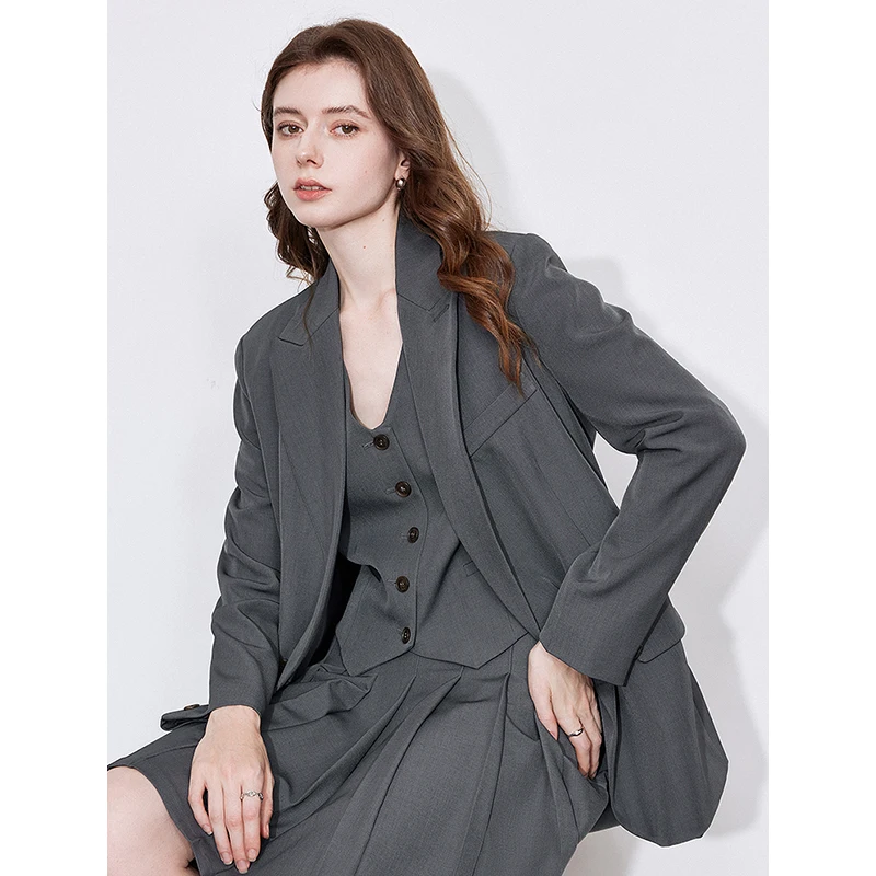 TOYOUTH Women Blazer 2025 Spring New Fashionable Turn Down Collar Slim Fit Work Commuting Versatile Suit Jacket