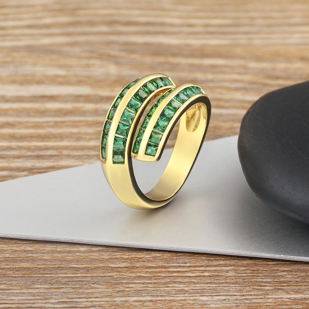 Nidin Light Luxury Fashion 5 colores Multi capas apertura chapado en oro anillo de dedo ajustable joyería de mujer regalo Regalos