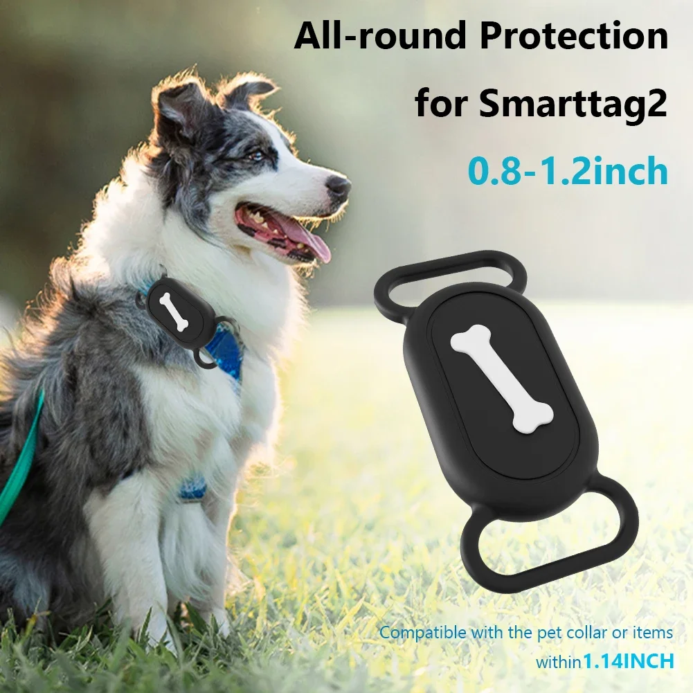 Silicone Case Dustproof GPS Tracker Case Dog Cat Collar Holder Anti-Drop Tracking Devices Protector for Samsung Galaxy SmartTag2