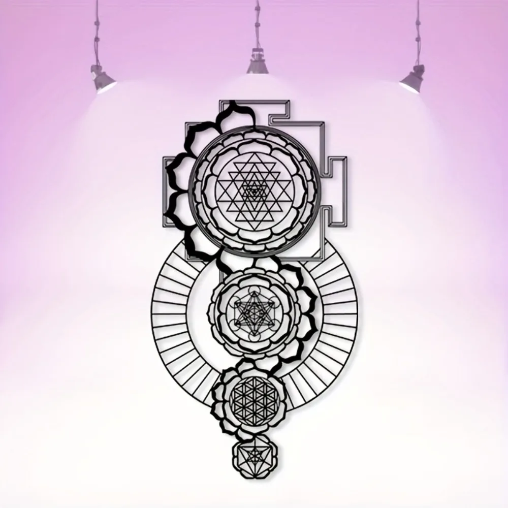 CIFBUY Iron Wall Art Sacred Geometry Metal Sculpture Hanging Plaque Rustproof Home Spiritual Decor