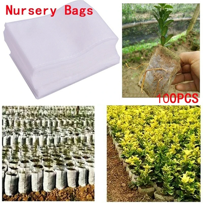 100PCS Seedling Plants Nursery Bags Fabric Eco-friendly Growing Planting Bags