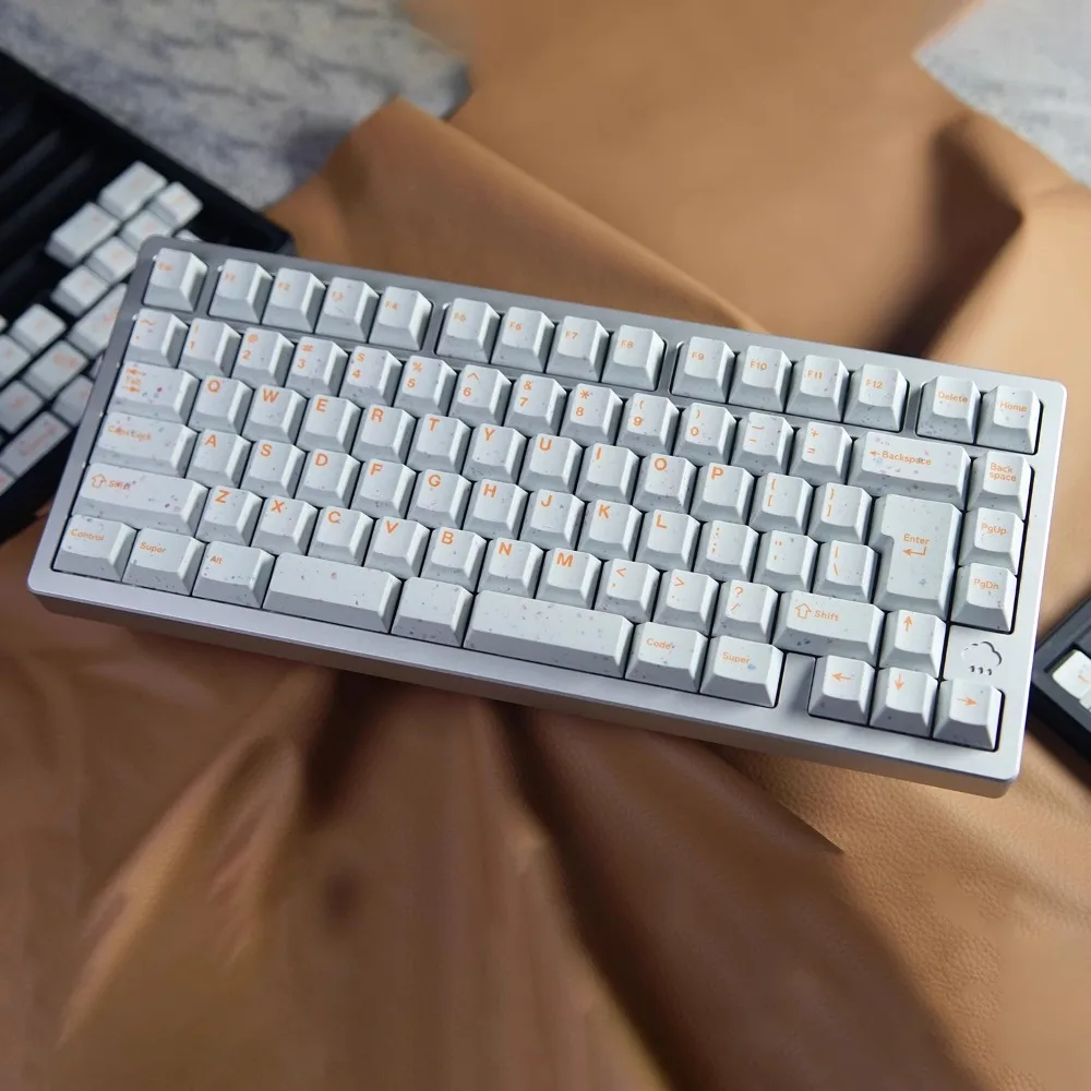 DOMIKEY TERAAZZO Keycap Set 148key PBT Custom Simple White Keyboard Cap Cherry Profile Gaming KeyCap for Mechanical Keyboard