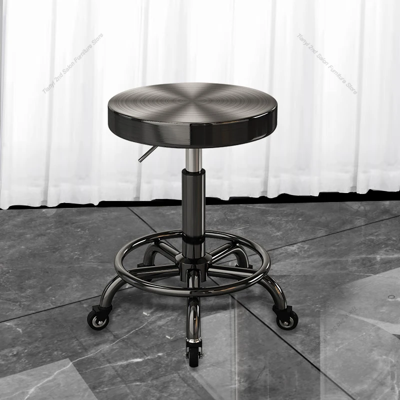 

Stainless Steel Salon Furniture-Swivel Lift Rolling Manicure Chair for Barbershop and Beautify Barber Chairs Stool Sandalye FYBC