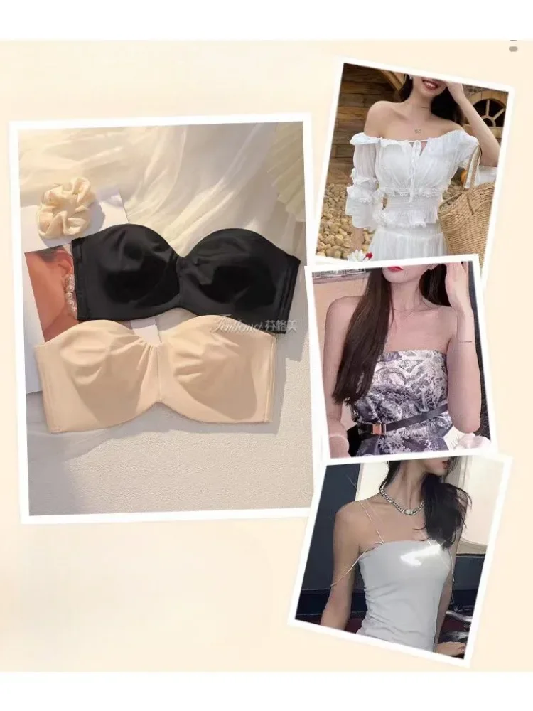 حمالة صدر كبيرة الحجم بدون حمالات ومضادة للانزلاق - صدرية صغيرة رفيعة للغاية بدون أثر |   غطاء خلفي يدعم الملابس الداخلية المريحة المضادة للترهل