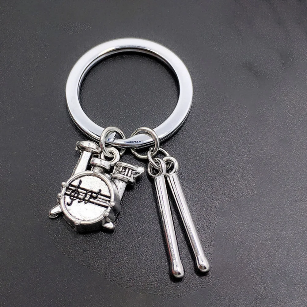 Popularity Rock Drum Keychain Student Musical Instrument Metal Keyring Percussion Drumsticks