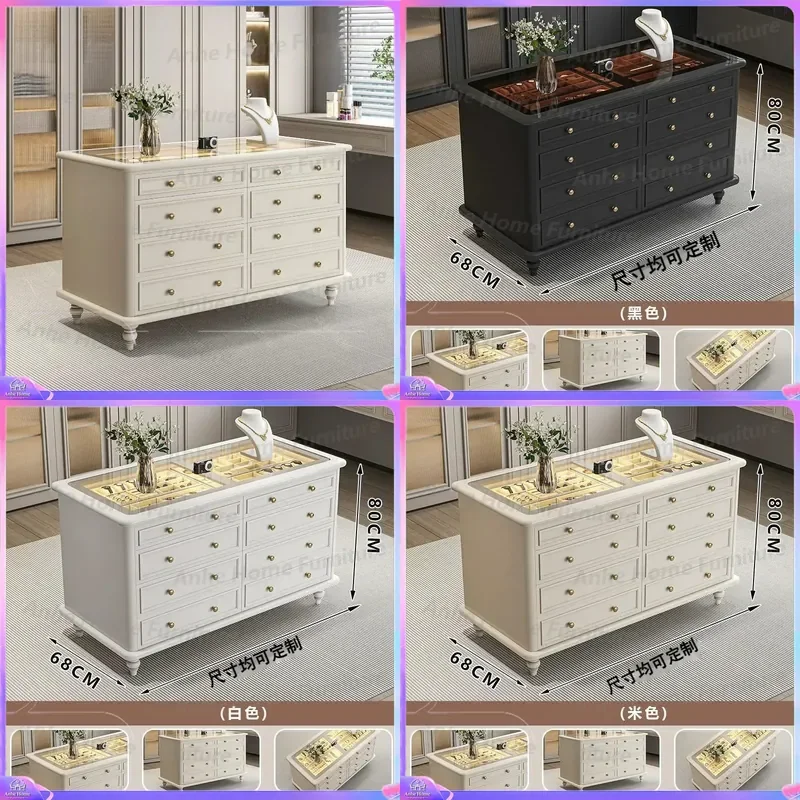 Luxury Cream Style Island Display Cabinet French Walk In Closet Jewelry Storage Chest High End Bedroom Nakajima Showcase