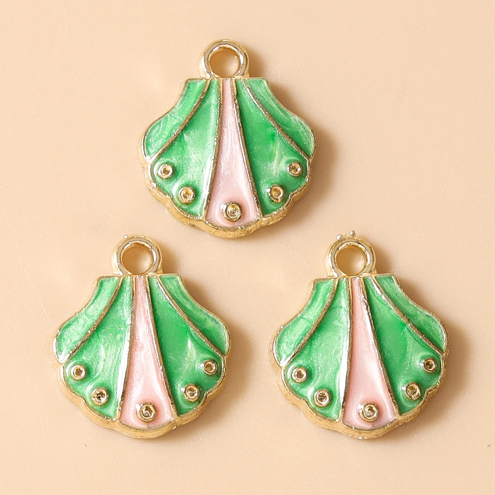 Leslie 20 Stück Emaille-Anhänger, 12 x 14 mm, niedliche, schöne Muschel-Anhänger für die Schmuckherstellung, Anhänger für Ohrringe, Armbänder, Halsketten, DIY – Detail 7