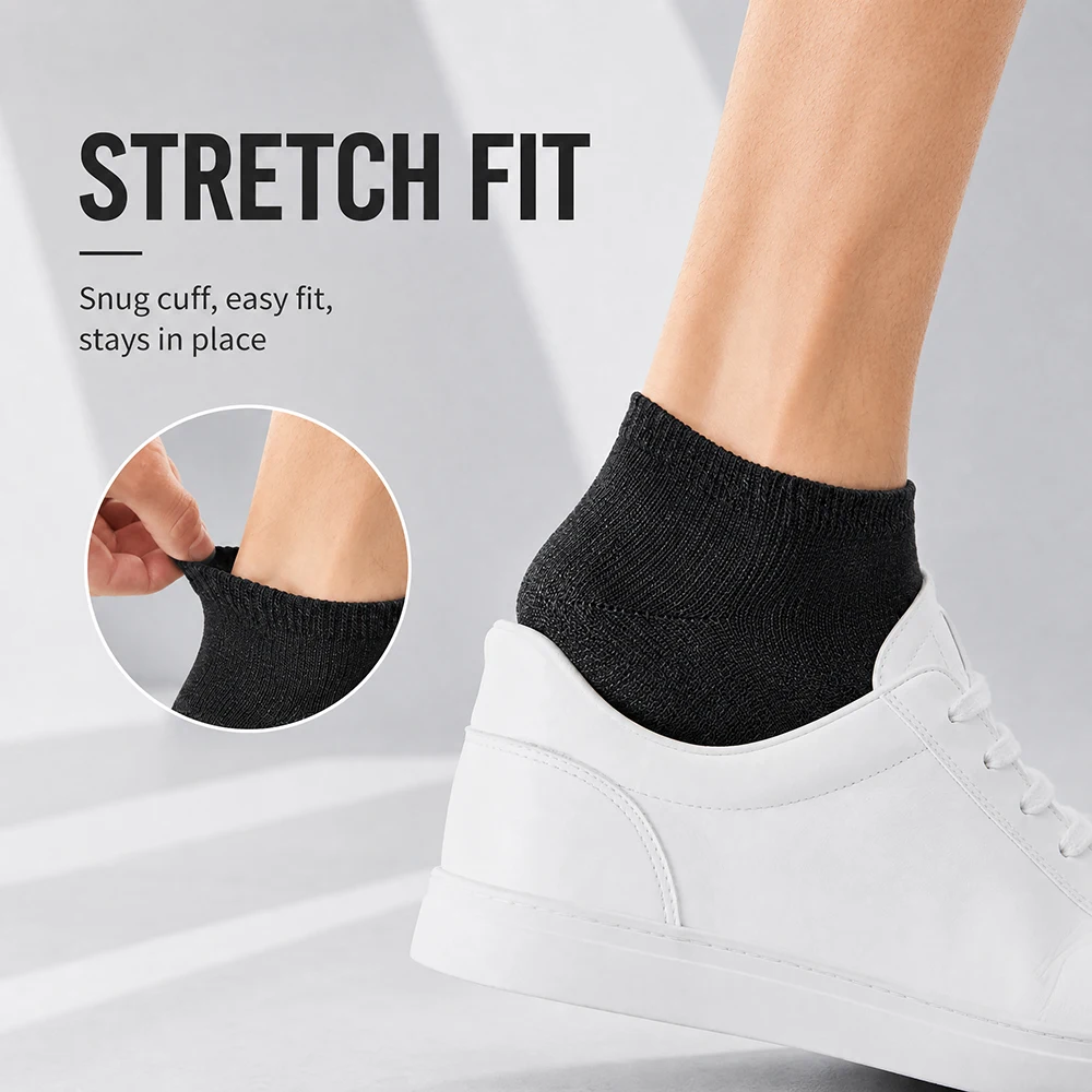 6 쌍 남성용 블랙 로우 컷 양말 코튼 통기성 쿠션형 - Athletic Sock Cushion 리뷰 및 가격