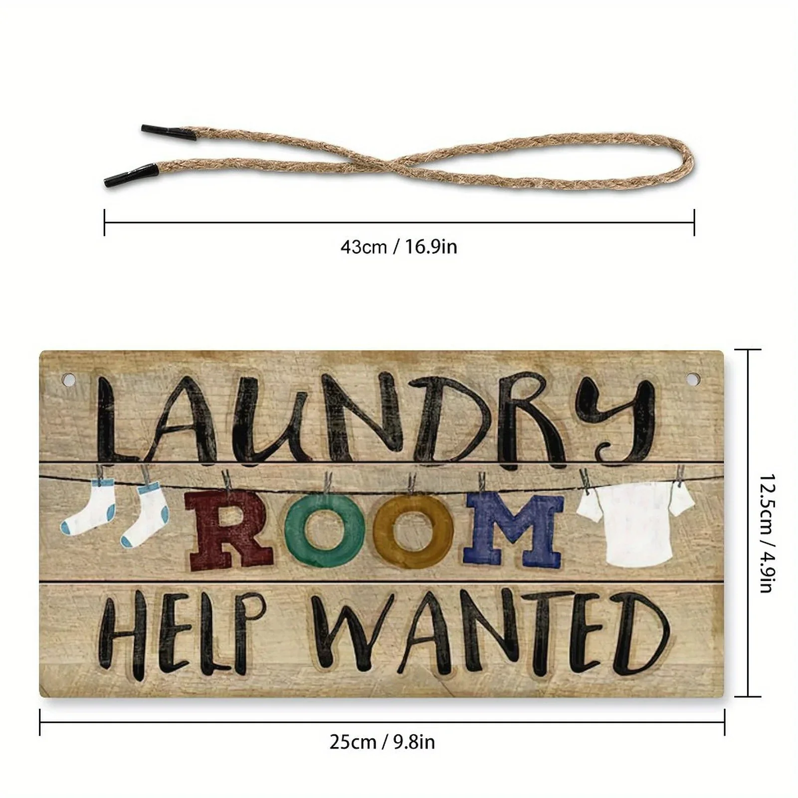 Wooden Sign Farmhouse Hanging Sign Art Printed Decor for Home Laundry Room Pantry Room Wall Decor Sign Help Wanted Wall Art