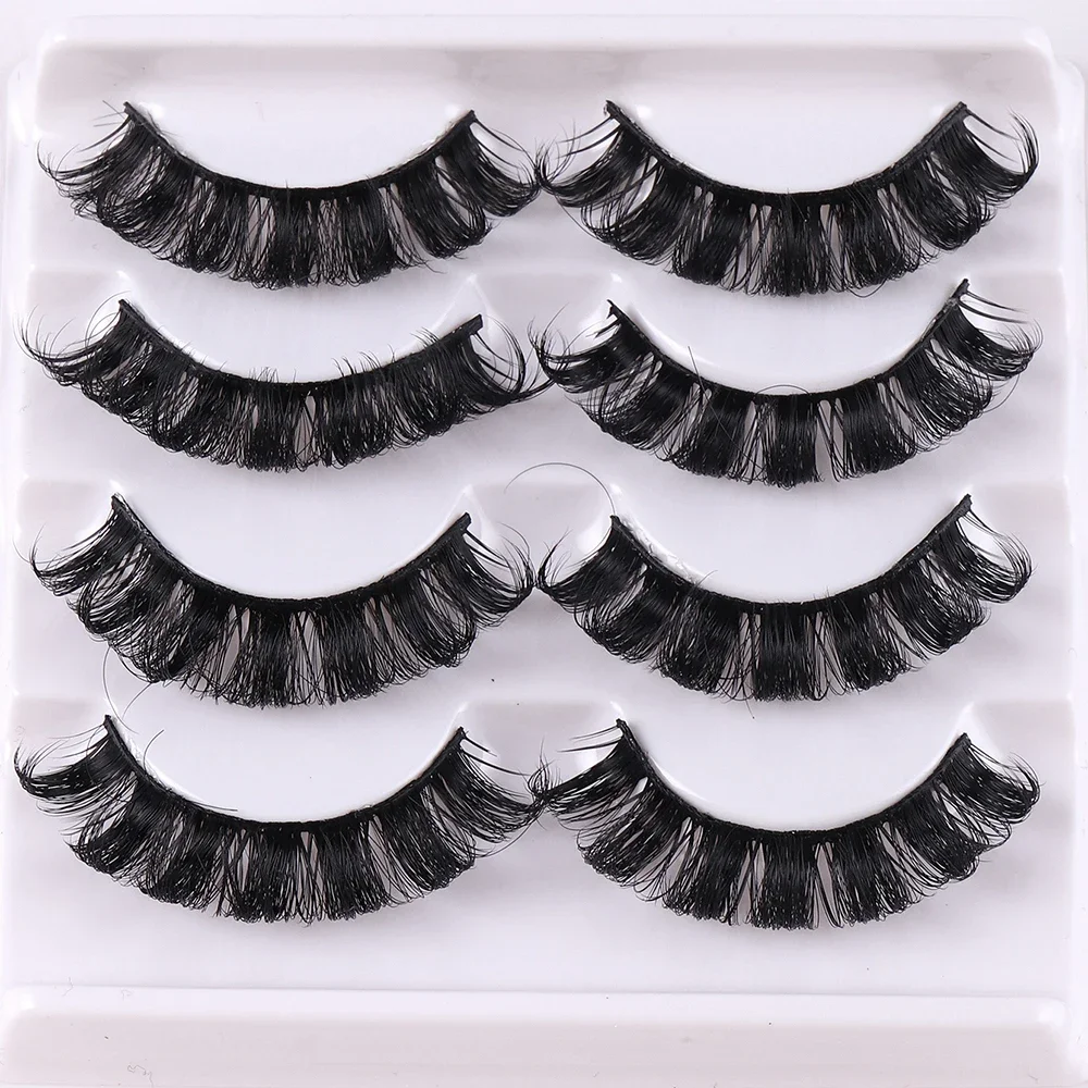 4 Pairs Russian Strip Lashes Fluffy Mink Lashes 3D False Eyelashes Russian Volume Eyelashes Fake Eyelashes