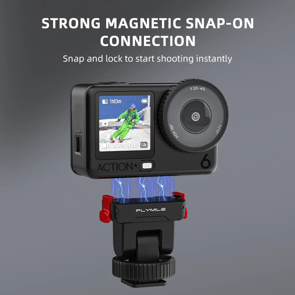 Magnetyczny adapter szybkiego montażu Flymile, baza gimbalu do DJI Osmo Action 6, uchwyt akcesoriów z mocowaniem typu cold shoe — zdjęcie produktu 3