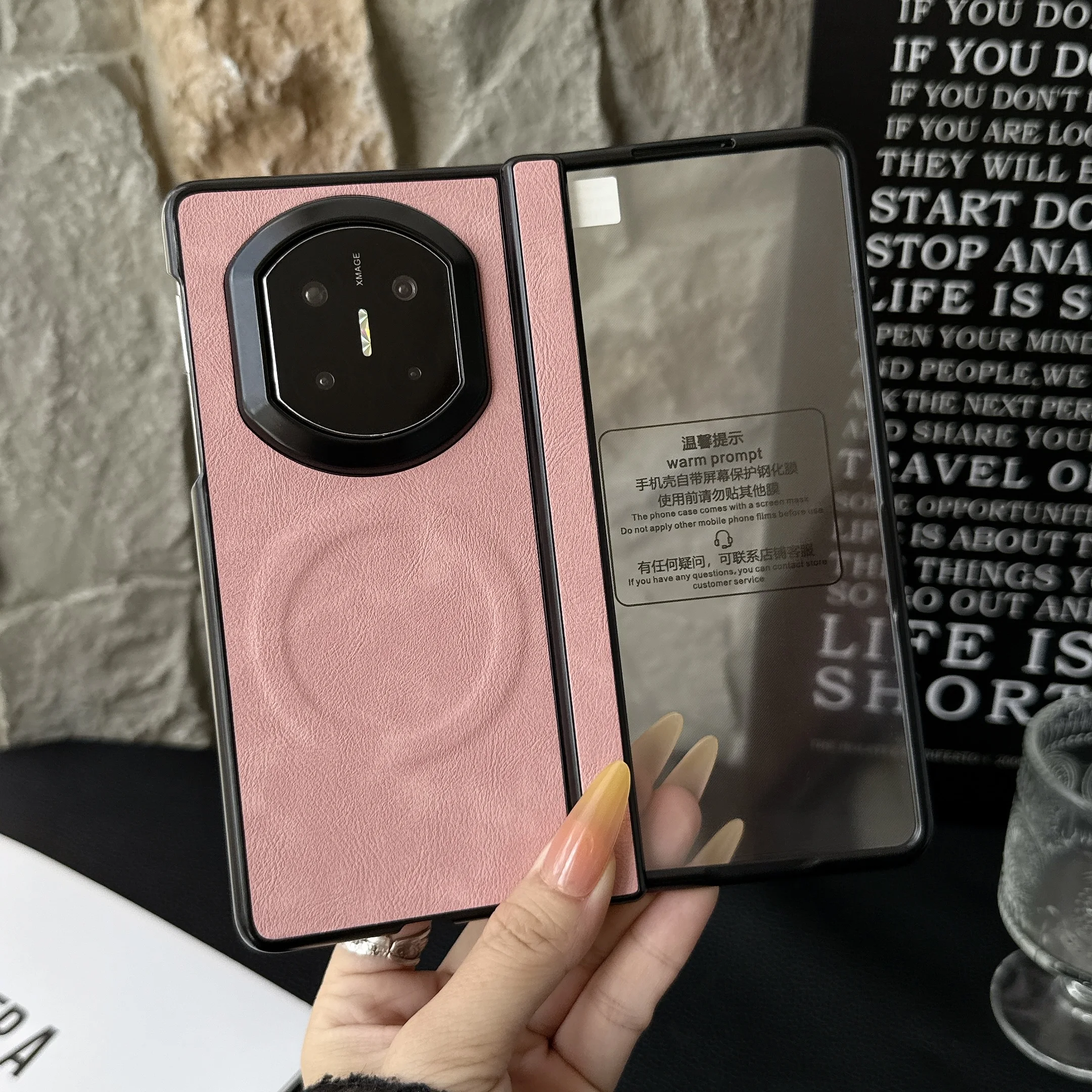 Hinge Protector Casing For Huawei Mate X7 Case For Magsafe Sheep Leather Skin Protective Phone Shell Back Cover With Front Film