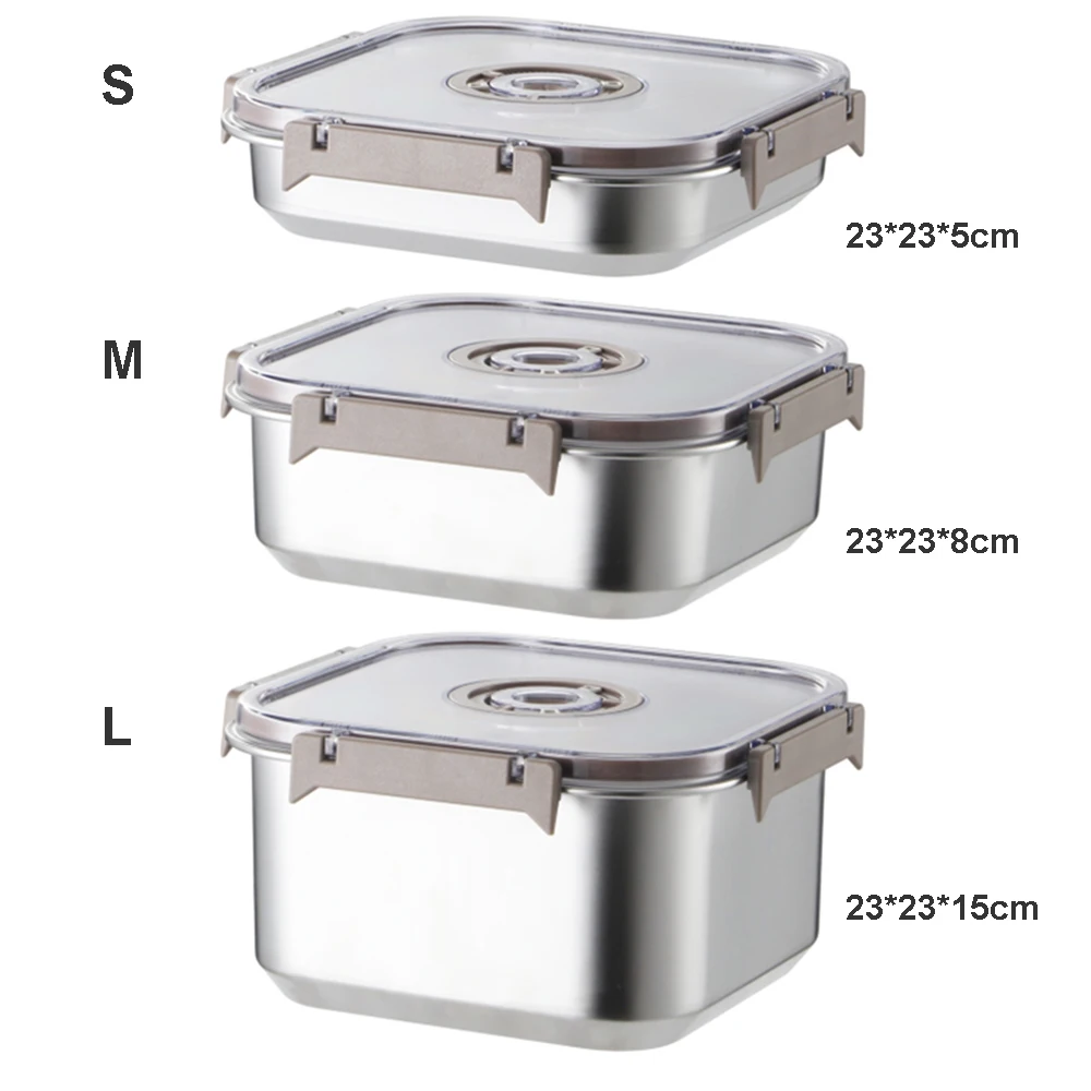 

Комплект из 3 больших квадратных контейнеров для хранения из нержавеющей стали