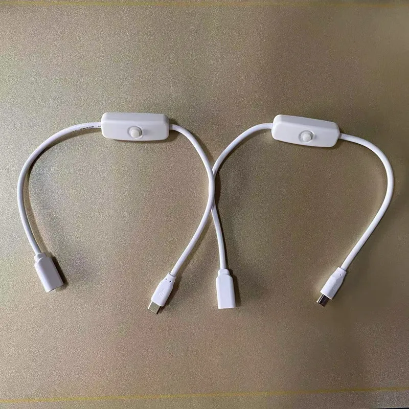 

USB Type C Extension Cable with On/Off Switch Button USB-C Switch Cable White Color Type C Male To Female Connector