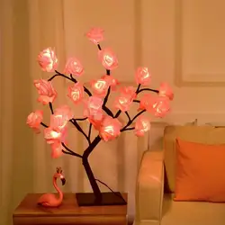 1set LED White Rose Flower Tree Lamp, Night Light USB Rechargeable , For Bedroom Home Party Decoration,  Holiday Gift Light