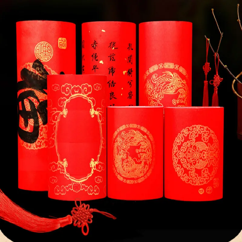 Festival de Primavera chino Couplets Papel de arroz rojo Batik Wannian Papel rojo Xuan caligrafía China pincel pluma Papel de Papier China