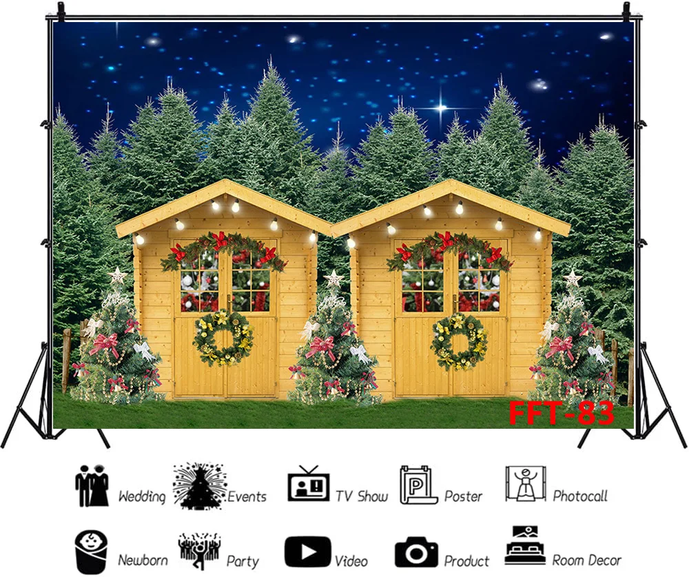 SHUOZHIKE Art Tissu Jour De Noël Photographie Décors Bonhomme De Neige Et Arbres Enrichis Forêt Guirxiété Photo Studio BackgroundFSS-114