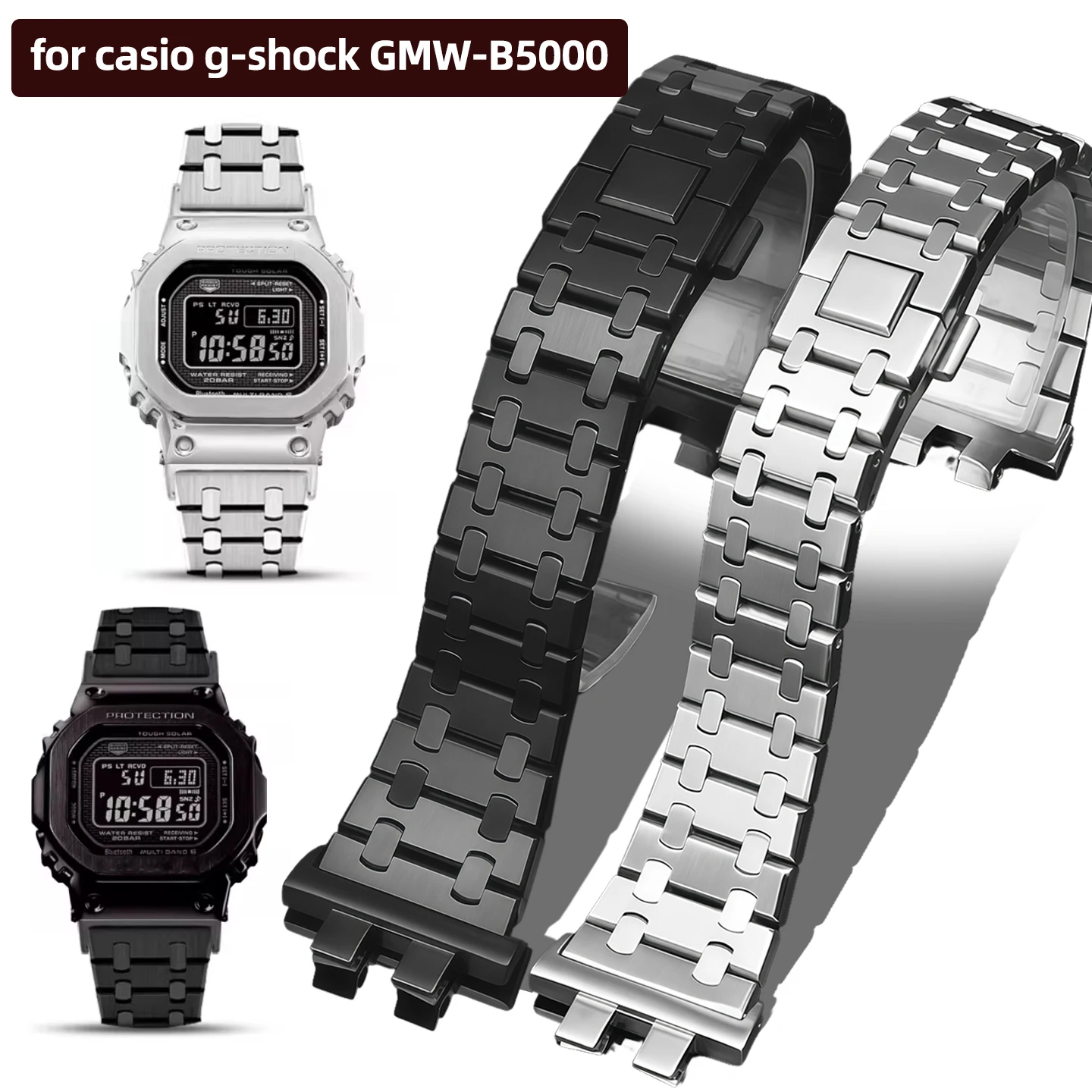 

Stainless steel watchband for casio g-shock GMW-B5000 GM-B2100 GMB2100 GMC-B2100 MRG-B2100D Series Modified Solid steel strap