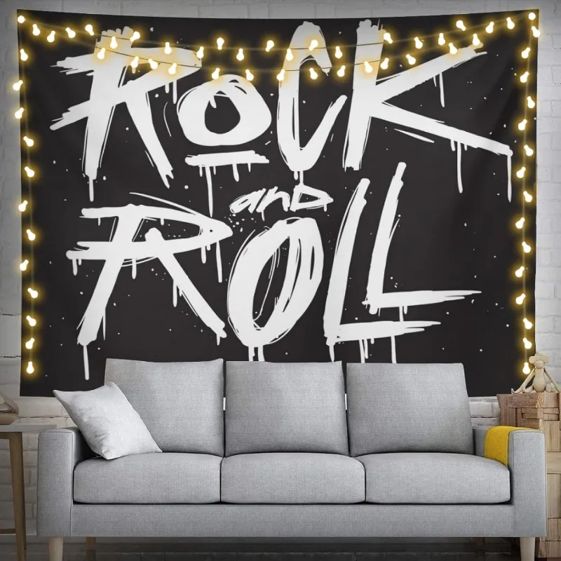 Customize Rock & Roll Tapestry - Vibrant Wall Hanging for Bedroom, Living Room, Dorm Decor | Includes Free Installation Kit view 2