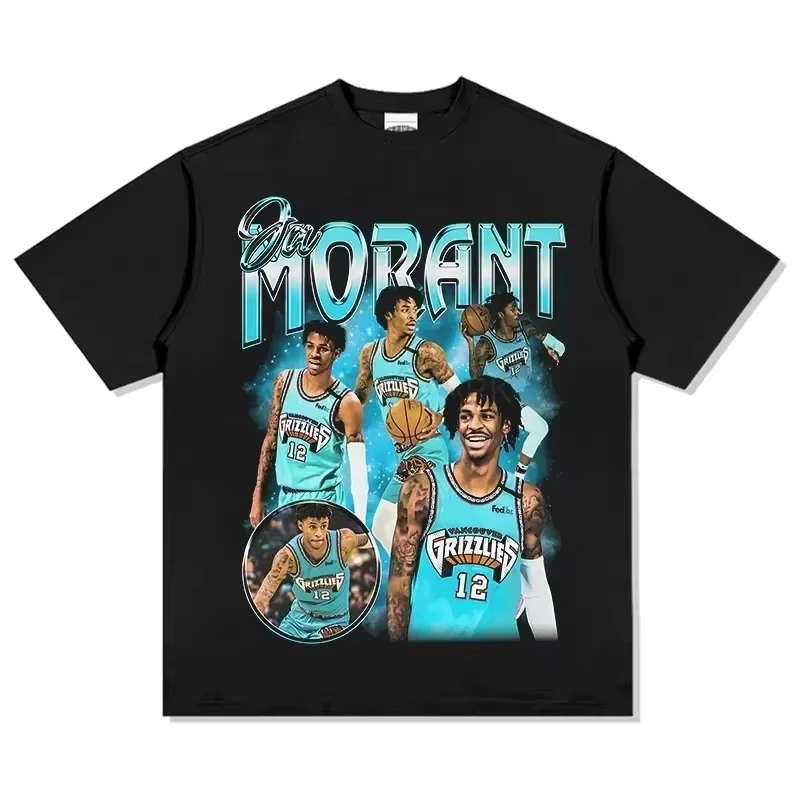 

2025 Summer Ja Morant 12 Memphis T-Shirt Basketball Fans Short Sleeve Tee New Edition Mens and Kids Cotton T Shirtsop