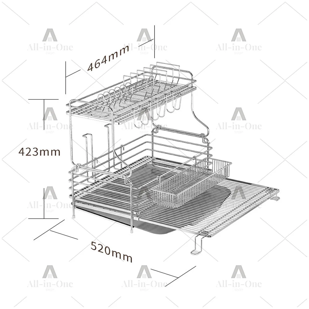 304 Stainless Steel Draining  Dish Rack Bowl  Sink Bowl Chopsticks Plate Storage