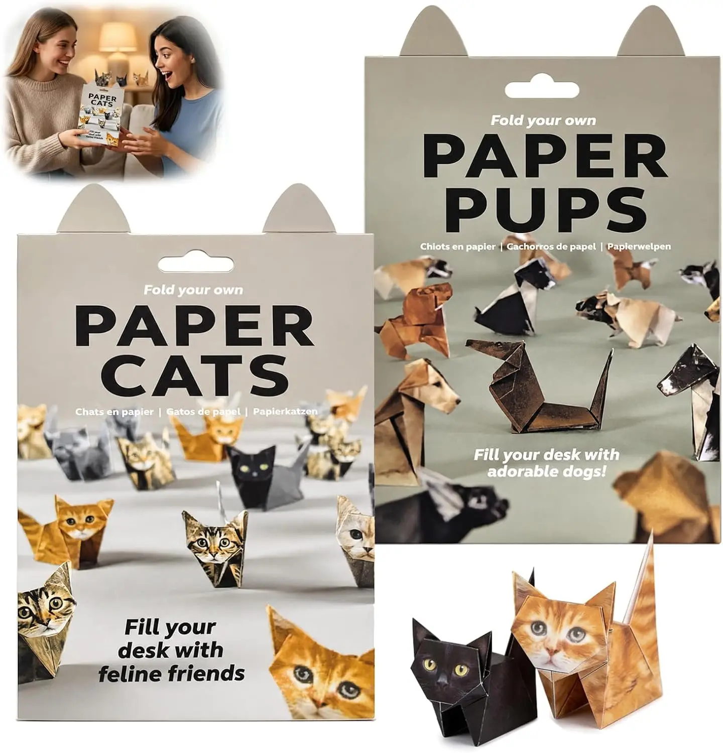 50 PCS 3D Animal Origami Set - Folding Cats, Dogs, and Dinosaurs, DIY Paper Craft Set, Handmade Desktop Educational Toys, Gift