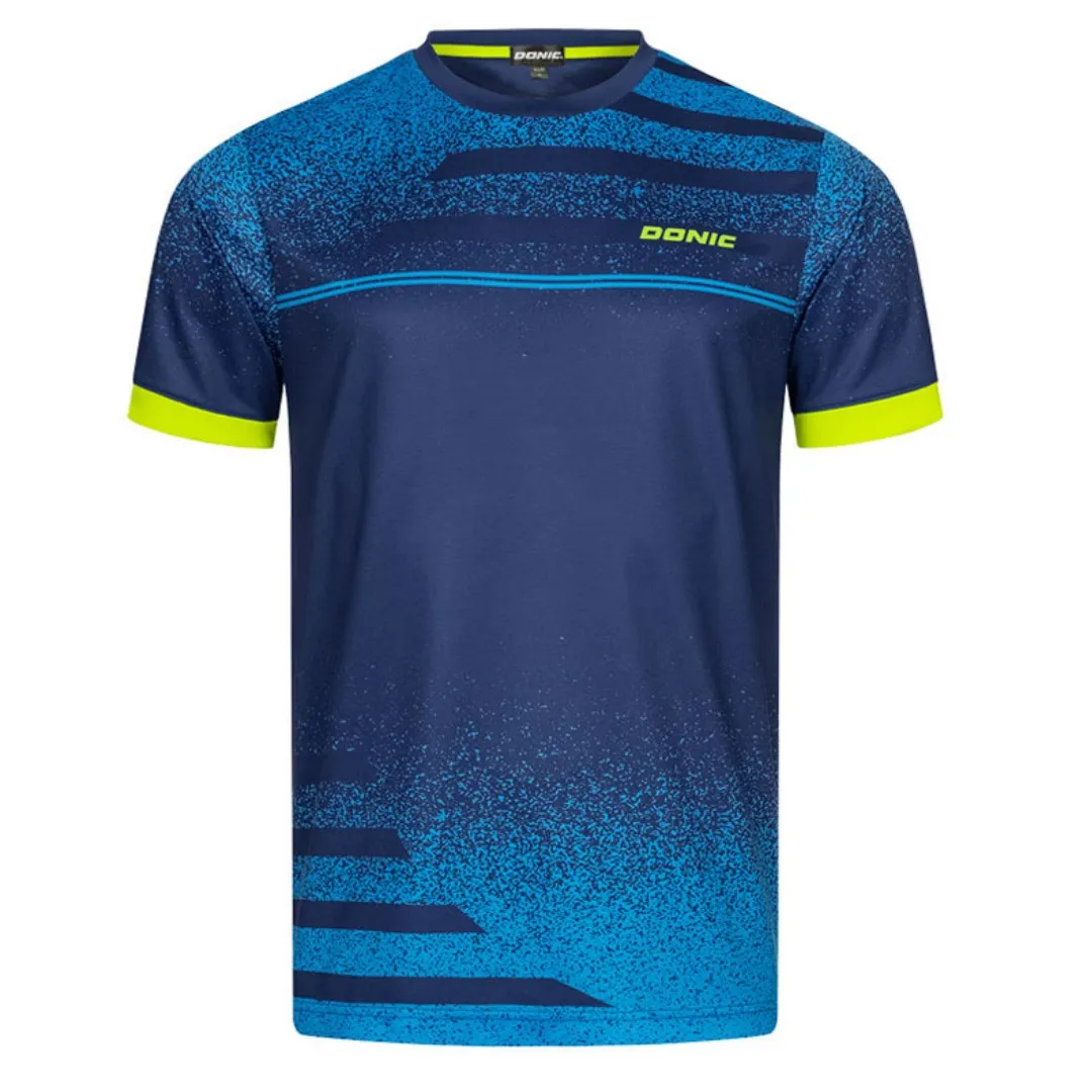 Men Table Tennis T-Shirt Undercurrent Pattern Men's Summer Ventilate Badminton T-Shirt Table Tennis Short Sleeve Quick Dry Top