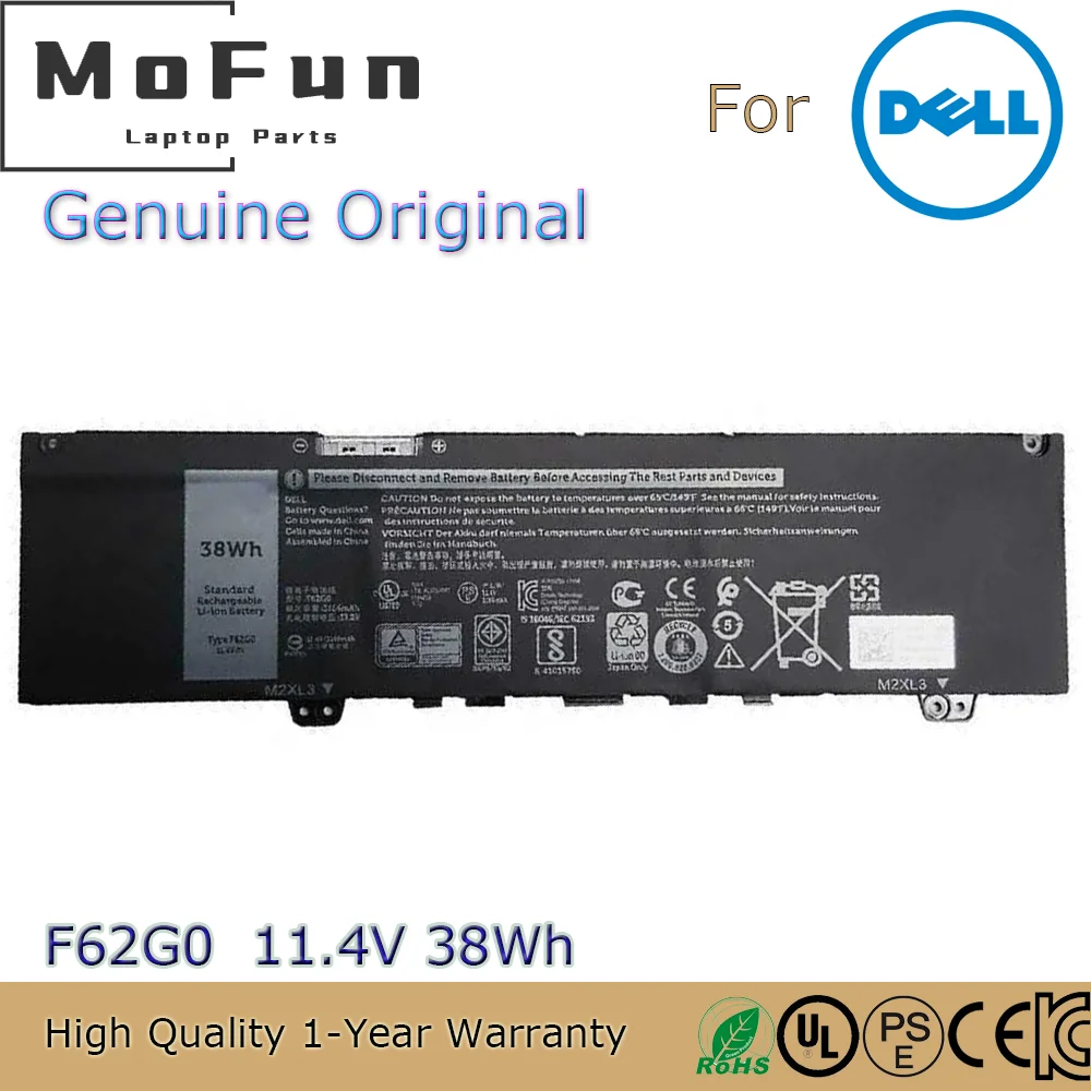 Brand New Original F62G0 11.4V 38Wh Laptop Battery for Dell Inspiron 13 7000 2in1 7373 7386 7370 7380 5370 RPJC3