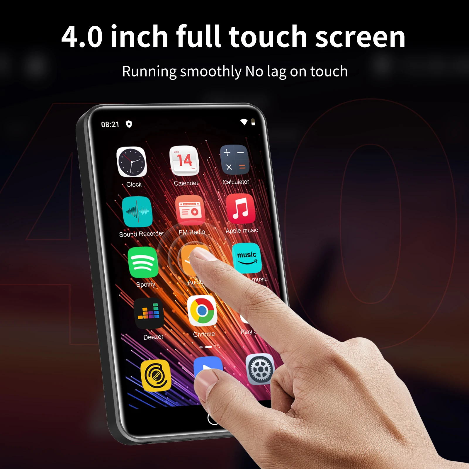 ZAQE MP3 player 80GB (16GB+64GB),  with Bluetooth and WiFi, 4.0-inch, with speaker, FM radio, e-book, capacity up to 512GB