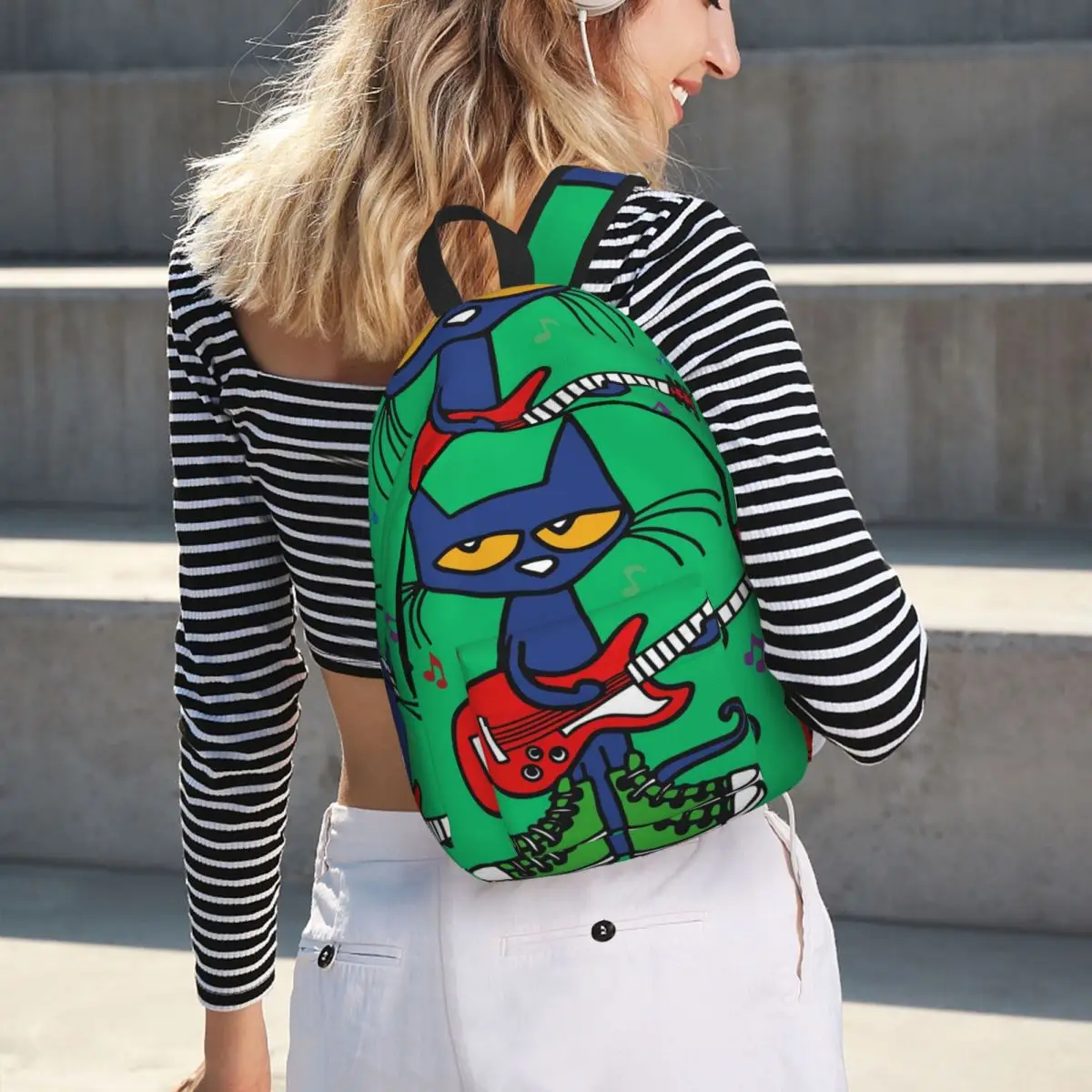 Pete The Cat Singing Student Backpack School Bag Hiking Travel Daypack for Men Women Bookbag Shoulder Bags