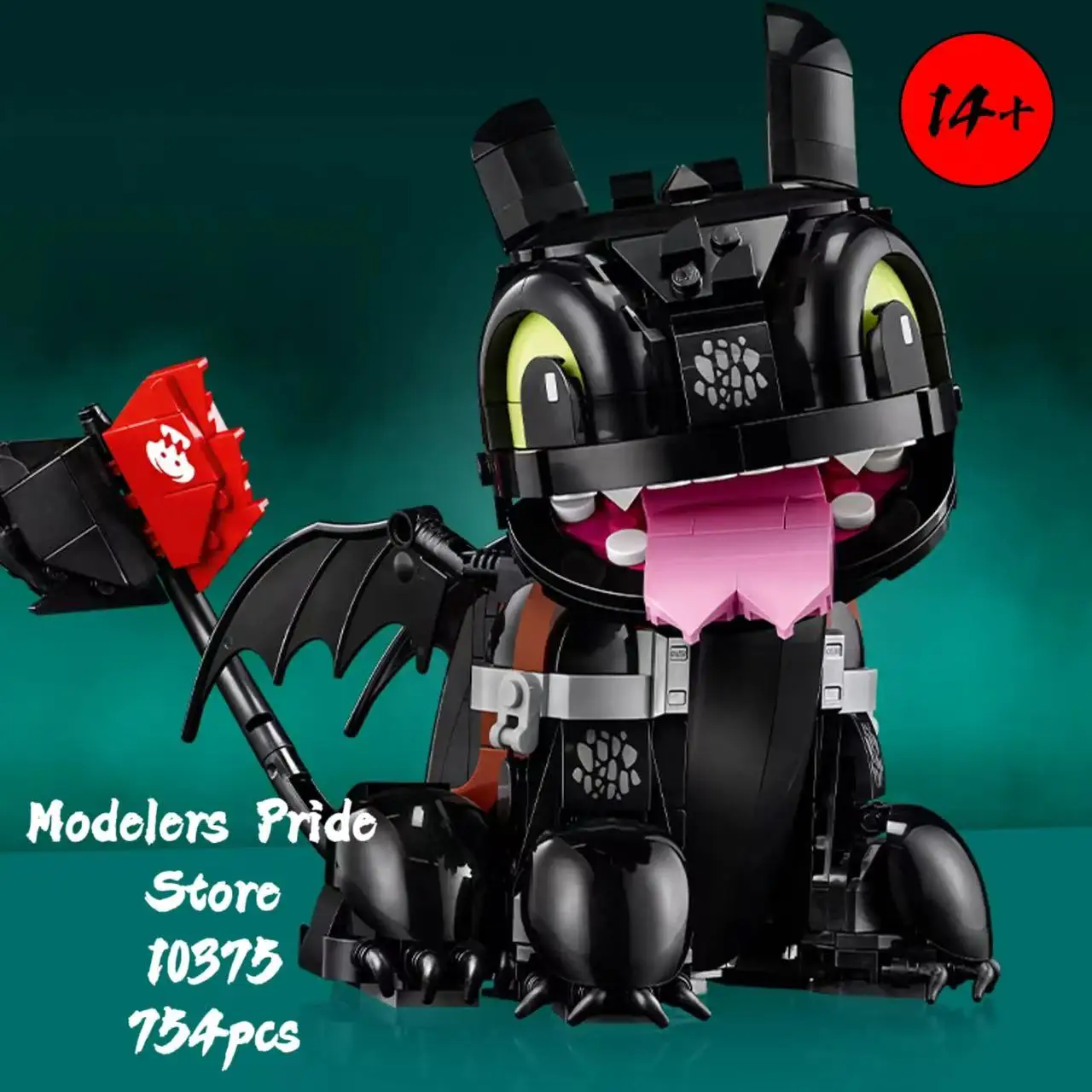 Disney MOC 10375 icônes adaptées au modèle petit Dragon noir, ensemble de blocs de construction, cadeau de noël et d'anniversaire