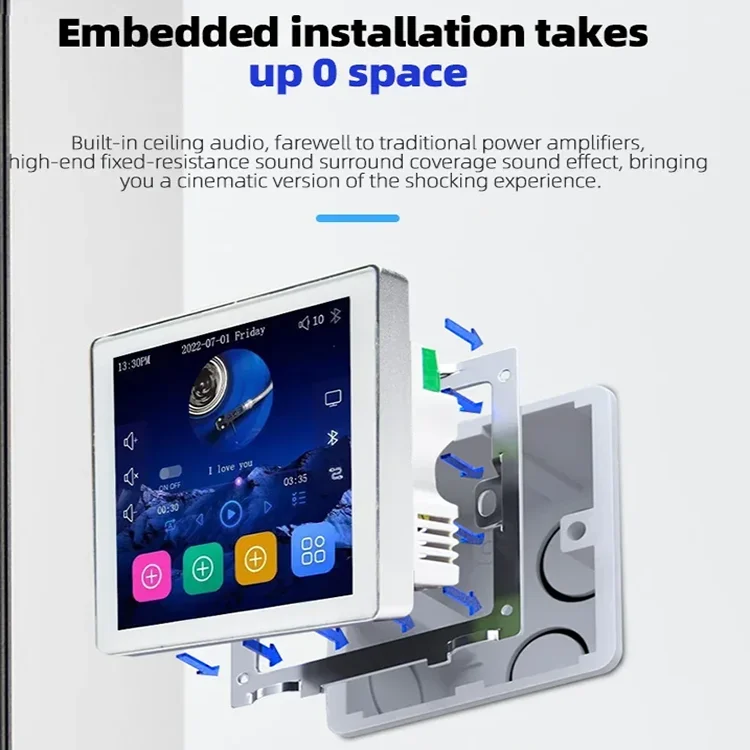 Amplificador de pared con pantalla táctil para el hogar inteligente, sistema Android 10 de 4 pulgadas con WiFi, Control de voz Alexa, Panel de Audio y música de fondo para interiores