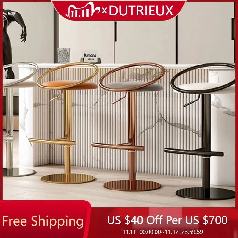 

Luxury Designer Bar Chairs Adjustable Height Round Nordic Modern Bar Stools Ergonomic Single Sillas De Bar Interior Decorations