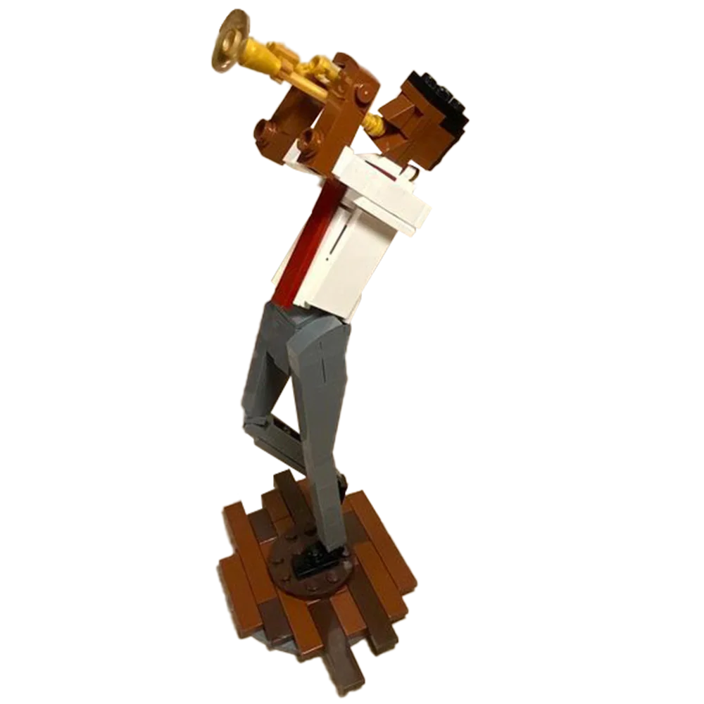 

MOC Jazz Band Trumpet Violinist Building Block Kit Music Fiddler Cellist Saxophone Player Figure Brick Model DIY Kid Toy Gift