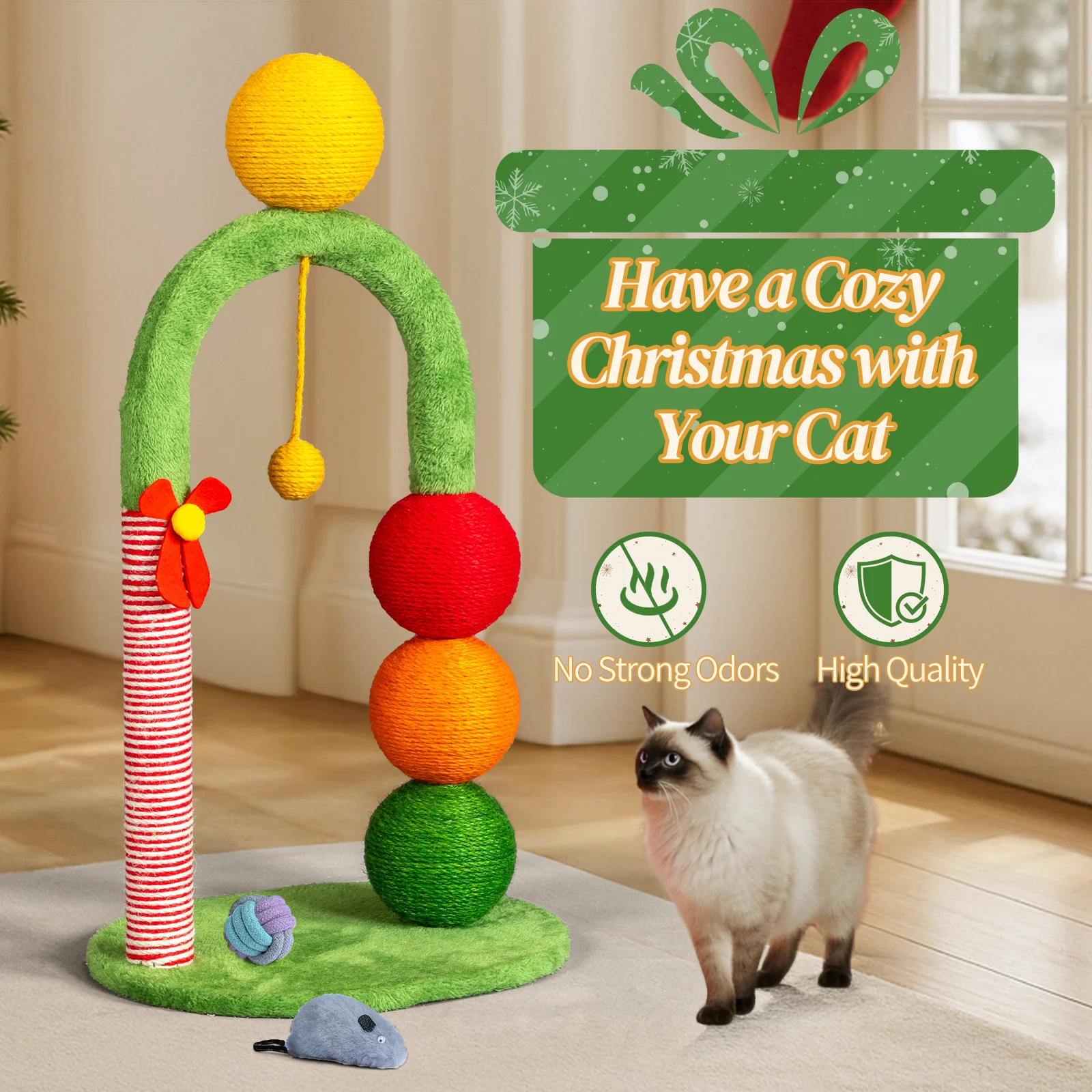 OEM ODM Christmas Promotion Cat Arch Scratcher Multi-functional Cat Toy & Scratching Post for Pet Lovers Gift