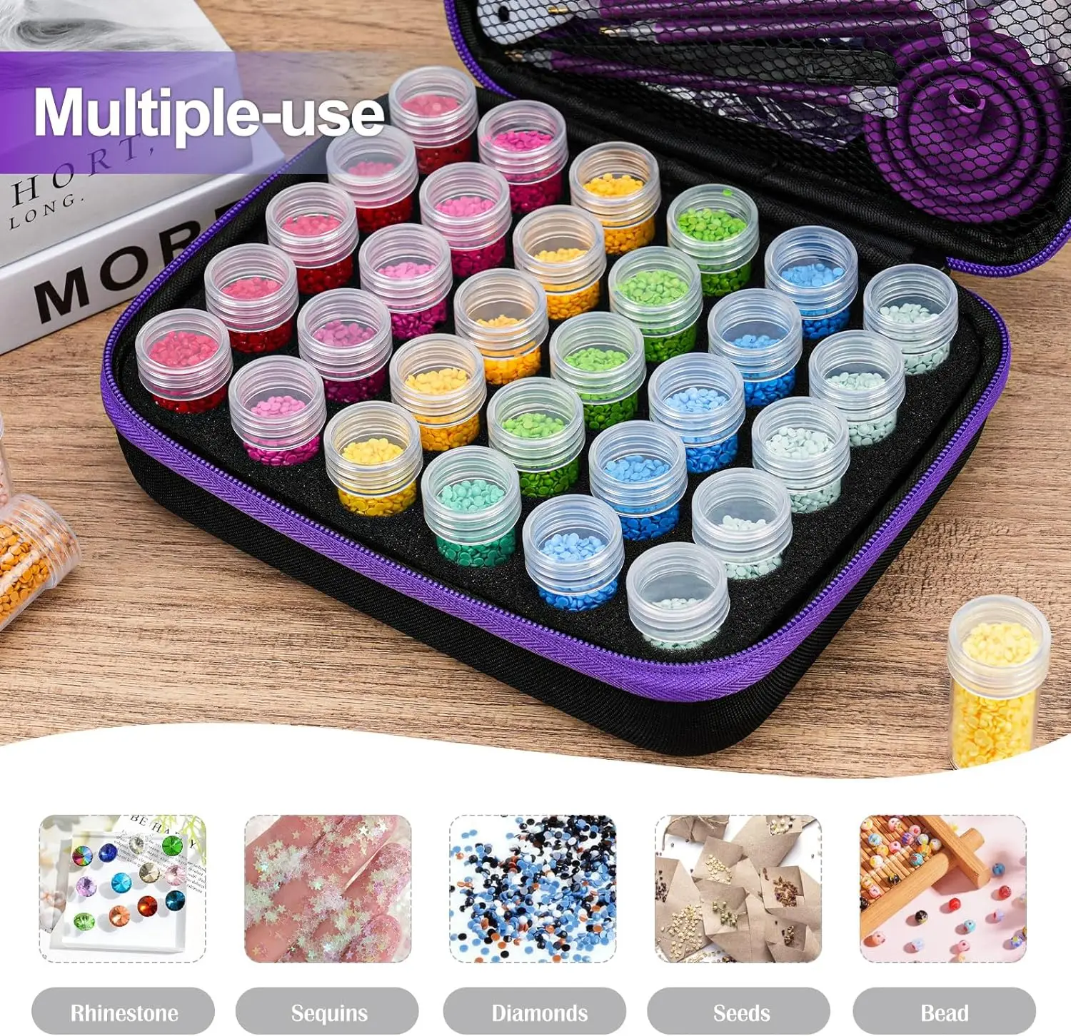 30 Bottles Diamond Painting Accessories Tools Storage Containers Bag Diamond Painting Tool Pen Carry Case Mosaic Storage Box