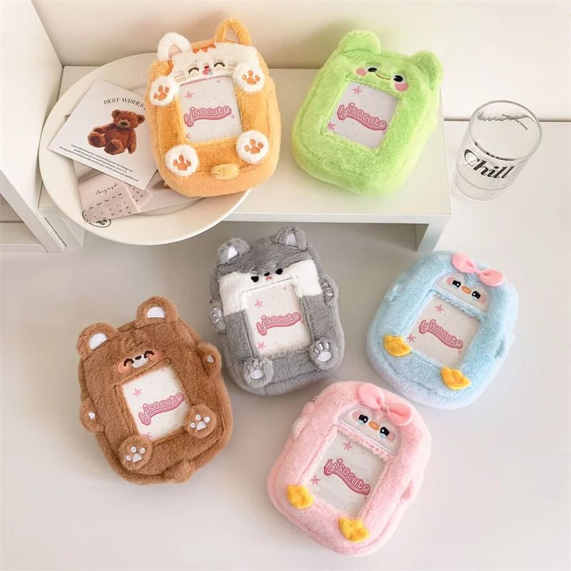 3 Inch Small Card Cartoon Animal Plush Card Holder Hanging Postcard Collectible Card Protector Idol Photo Card Photocards Holder