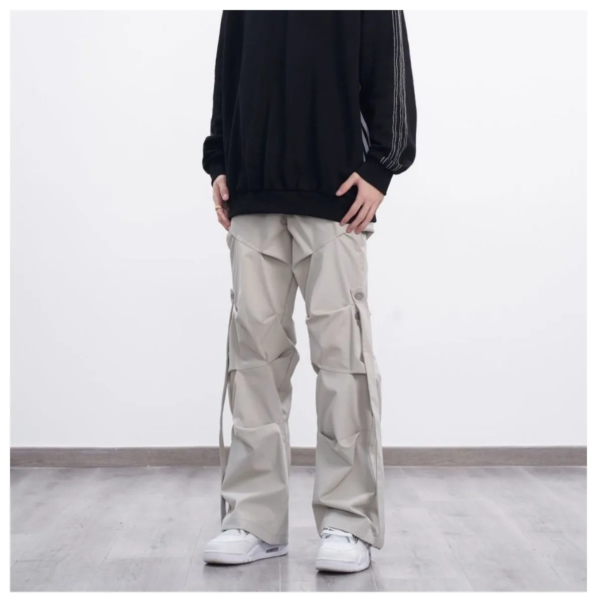 Sets With Pants Man Harajuku Punk Men's Streetwear Black Hip Hop Fashion Clothing Casual Tactical Trousers Y2k Goth Flared