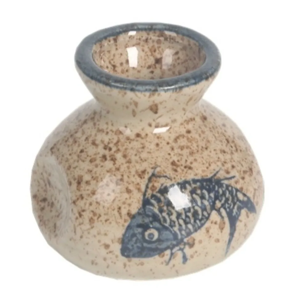 1 Count 2.2inch Toothpick Storage Jar Fish Flower Pattern Hibiscus Blue Flower Toothpick Holder Ceramic Toothpick Organizer