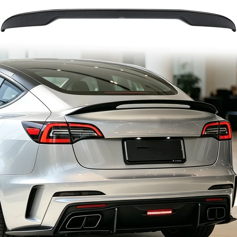 for Tesla 3 2019-2023 pure carbon fiber rear spoiler luggage compartment pressure wing sedan body kit modification accessories
