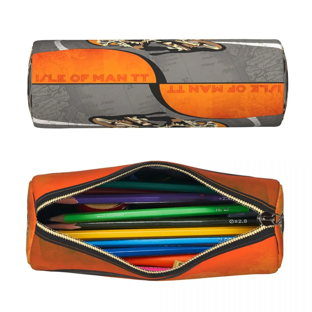 Motorcycle Races Isle Of Man TT Pencil Case for Boy Girl Gifts Cylinder Pen Box Pencil Bag Pencil Pouch