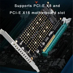 PCIEX8 dual disk NVME M.2 MKEY SSD RAID array expansion adapter card motherboard PCIE split card
