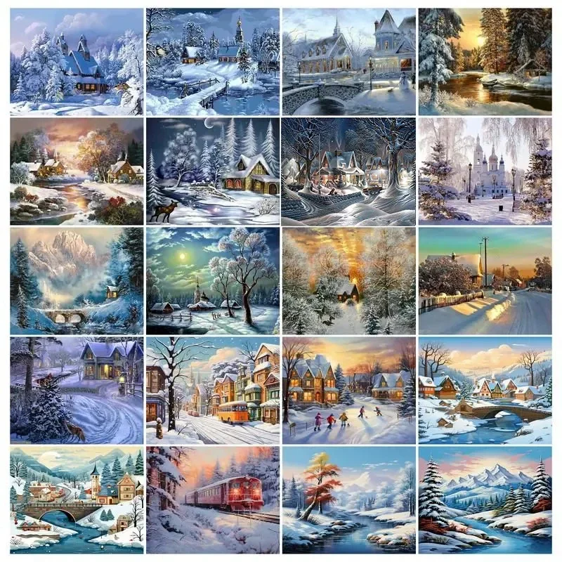 40x50cm Painting By Numbers For Adult For Handicraft Winter Landscape Picture Coloring Paint Kit Wall Art Gift Diy Ideas