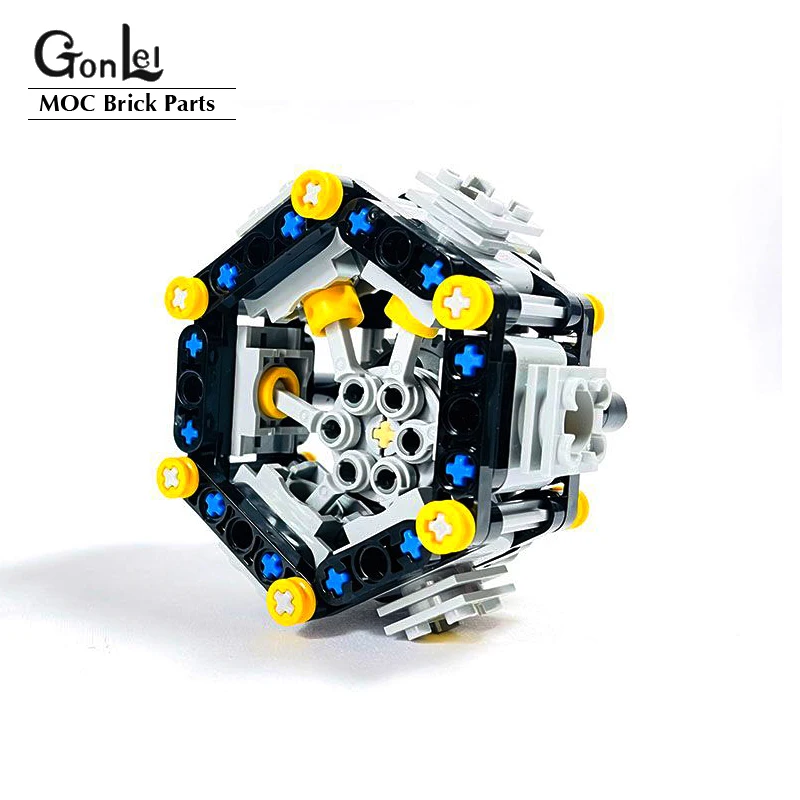 NEW 123Pcs Technical 6 Cylinder Radial Engine MOC Creative Building Blocks Model High-Tech Bricks DIY Children Toys Gifts