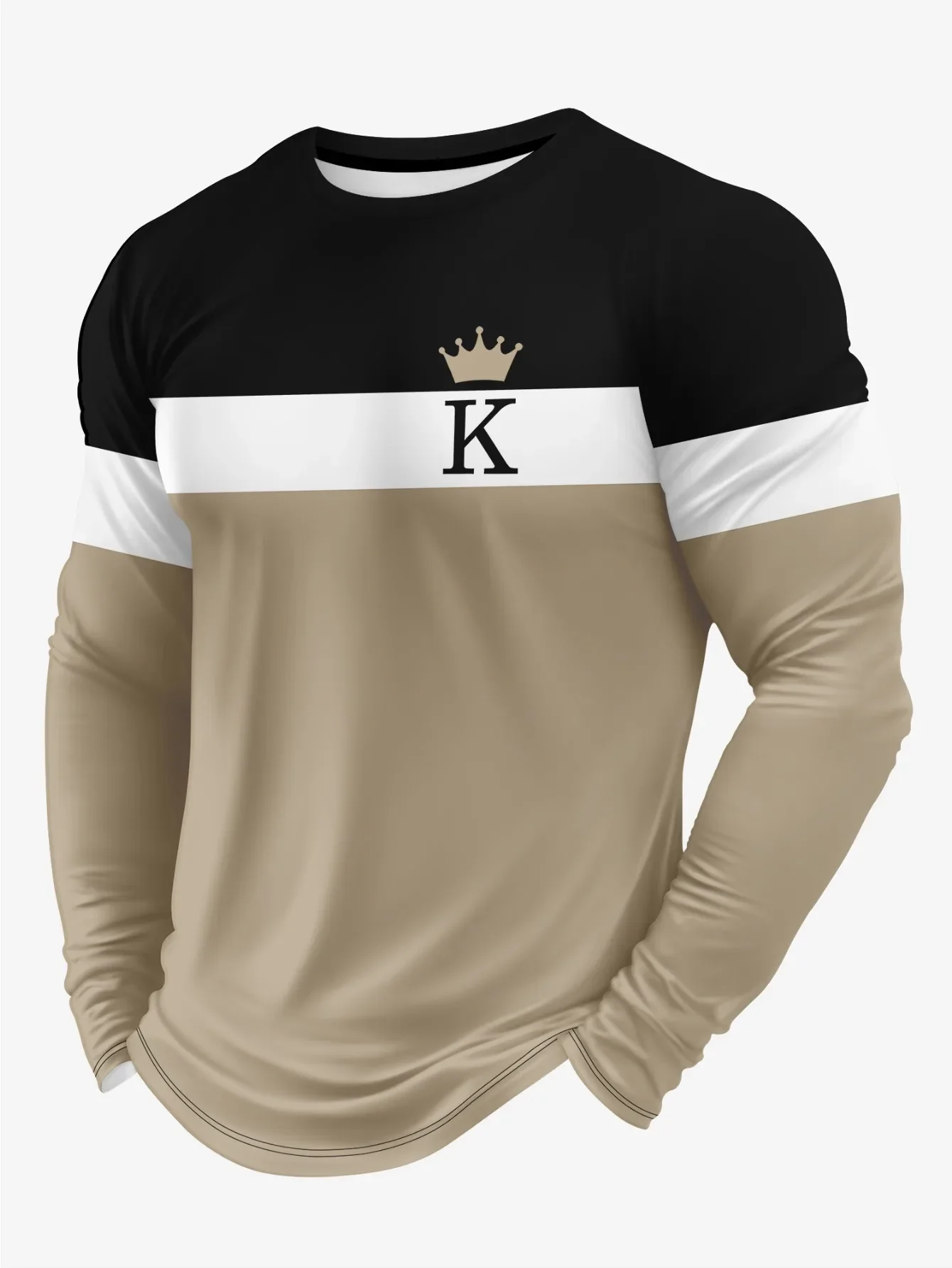 T-shirt a maniche lunghe stampata in 3D da uomo Abbigliamento sportivo casual Streetwear casual Top Viaggi e vacanze Abbigliamento sportivo semplice Harajuku