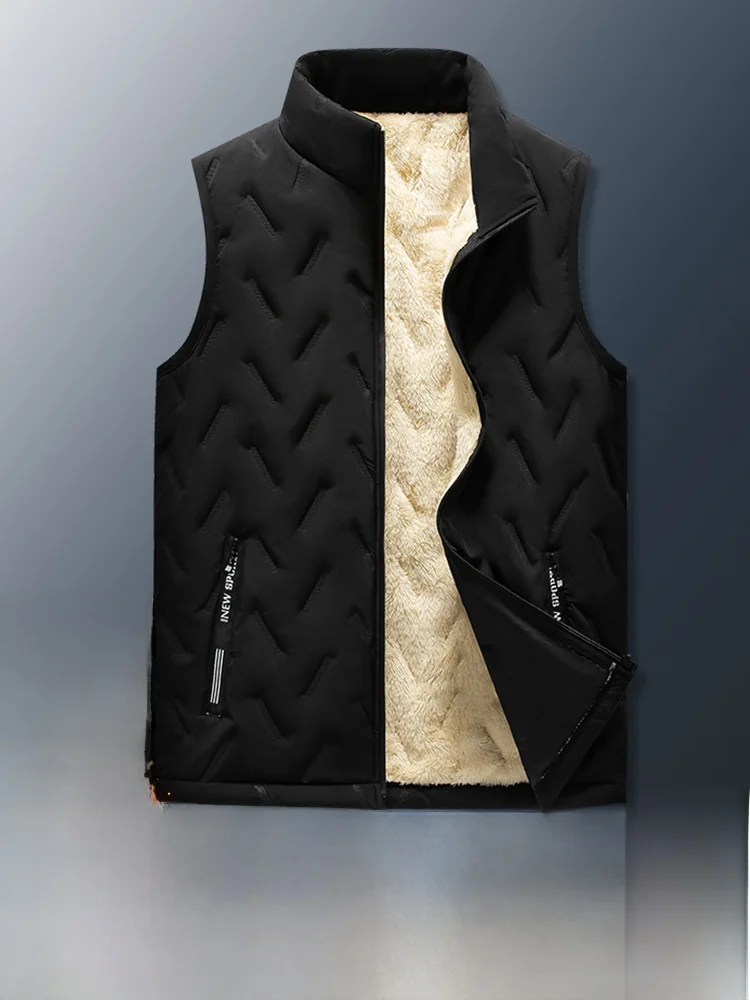 

Мужской жилет из овечьего вельвета, повседневный, хлопковый, теплый, зимний, модный, с декоративной молнией, утолщенный, из полиэфирного волокна